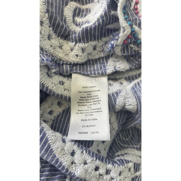 Talbots Large Petite Lp Beaded Sleeveless July 4th Embellished Floral Beach Blue - Picture 12 of 13